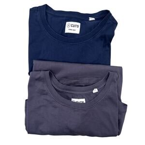 CUTS Peru Lot of 2 Mens Pima Cotton Curve Hem T-Shirts, Navy Charcoal, size XXL
